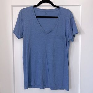 Madewell Whisper Cotton V Neck Blue Pocket Tee M